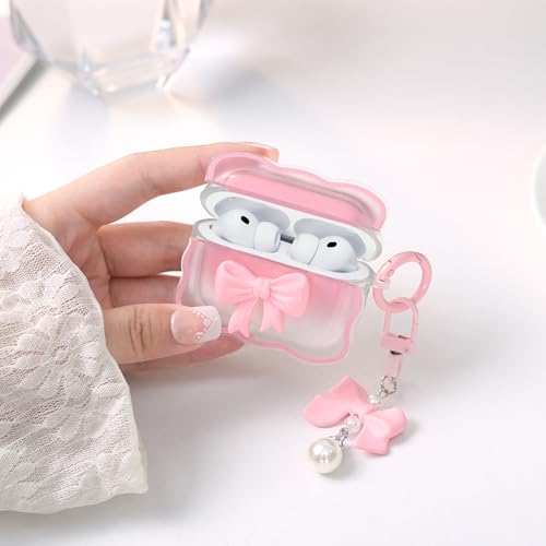 Wowwat for AirPods Pro 3 Case 2025,Cute 3D Bow Pattern Design AirPods Pro 3rd Generation Case Cover,Clear Soft TPU AirPod Pro 3 Cases with Butterfly Pearl Keychain and Cleaner Kit for Women Girls-Pink - Image 4