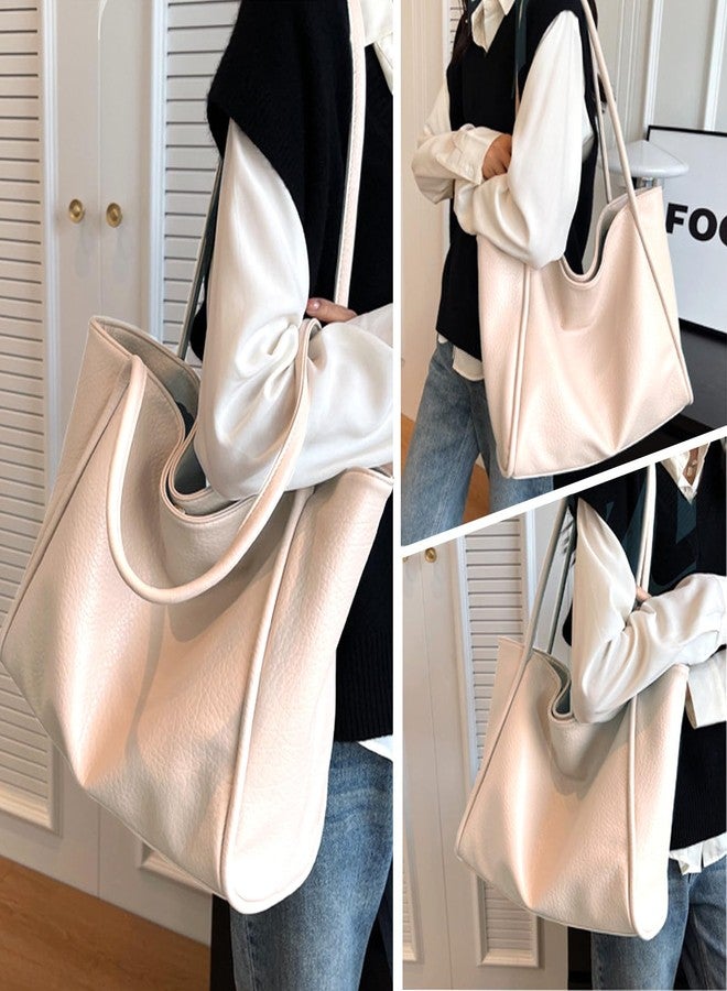 LassZone Soft PU Leather Tote Bag for Women Large Work Tote Handbag Top Handle Satchel Purse Weekender Bag Shoulder Bags - Image 2