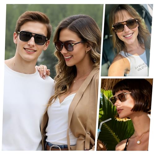 ANDWOOD Polarized Aviator Sunglasses for Women Men Retro 70s 80s 90s Aviators Trendy Square Pilot Vintage Shades Tortoise Sun glasses - Image 3
