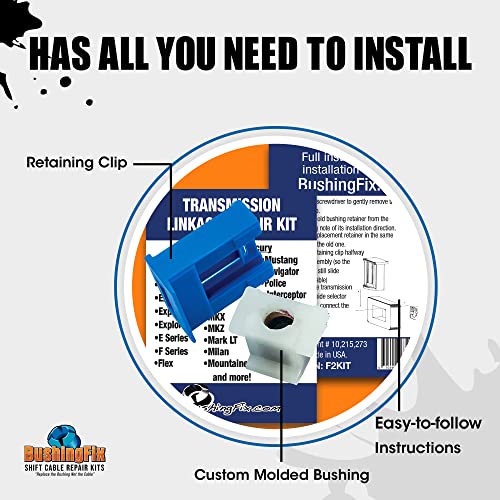 BushingFix.com BushingFix F2Kit Automatic Transmission Shifter Cable Replacement Bushing, Transmission Shift Cable Kit Fits Ford, Lincoln Models, Transmission Cable Bushing, Easy Repair - Image 2