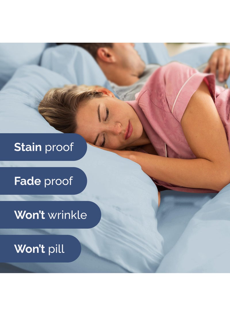 Extra Deep Split King Sheet Set - 7 Piece Breathable and Cooling Sheets - Hotel Luxury Bed Sheets Set - Easy Fit - Soft  Wrinkle Free and Comfy Sheets Set - Sky Blue Sheet Set with Extra Deep Pockets
