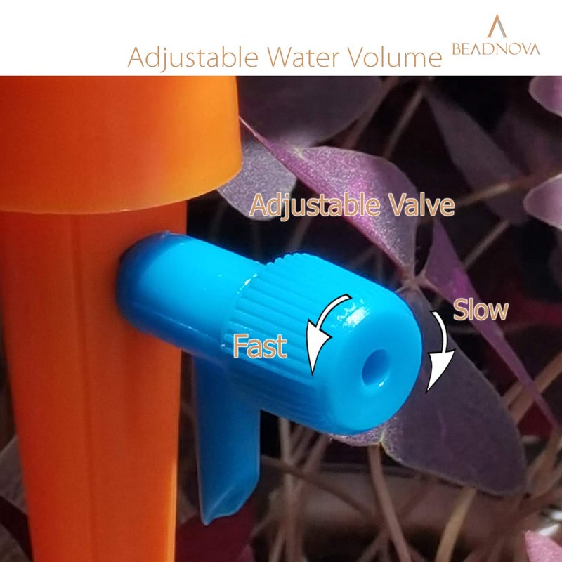 BEADNOVA Plant Self Watering Spikes Automatic Irrigation Equipment Adjustable Self Watering Spikes for Plants with Slow Release Control Valve Orange Green 6pcs - Image 4