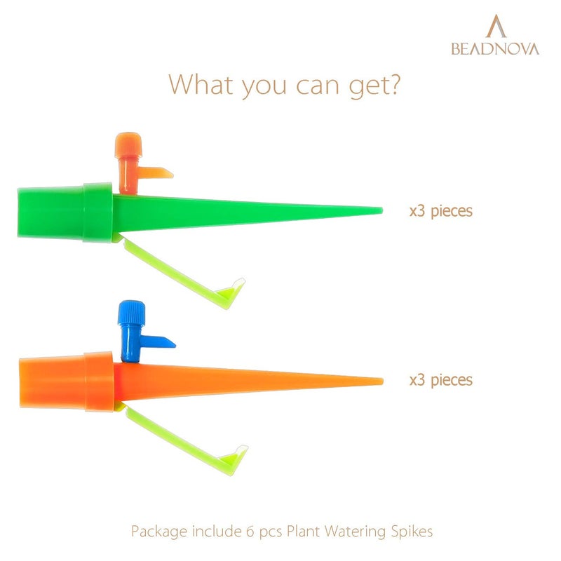 BEADNOVA Plant Self Watering Spikes Automatic Irrigation Equipment Adjustable Self Watering Spikes for Plants with Slow Release Control Valve Orange Green 6pcs - Image 3