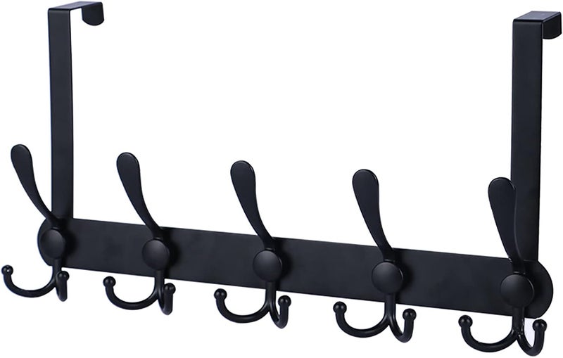 Encozy Over The Door Hooks,Coat Rack for Hanging Clothes Hat Towel (Heavy Duty Black 1pcs) … - Image 1