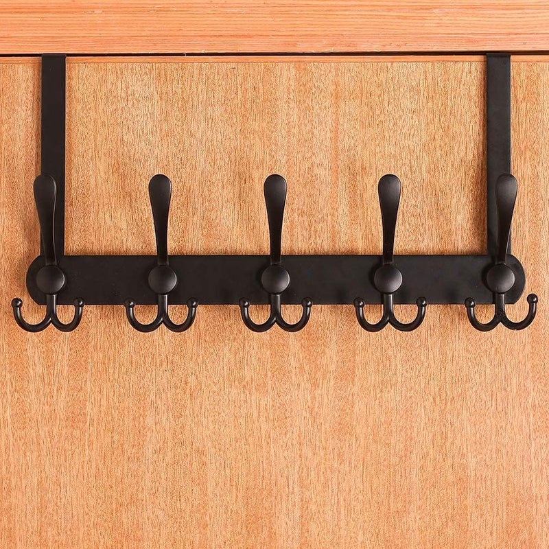 Encozy Over The Door Hooks,Coat Rack for Hanging Clothes Hat Towel (Heavy Duty Black 1pcs) … - Image 5