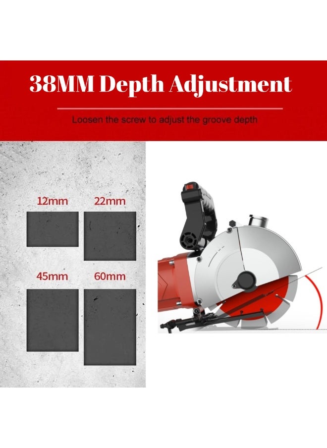 GearZone Wall Groove Cutting Machine with Tool Box 220V 7200W, with 4 PCS Saw Blades Wall Slotting Machine Electric Wall Chaser for Brick Granite Marble Concrete 38MM Cutting Width/38MM Cutting Depth  - Image 2
