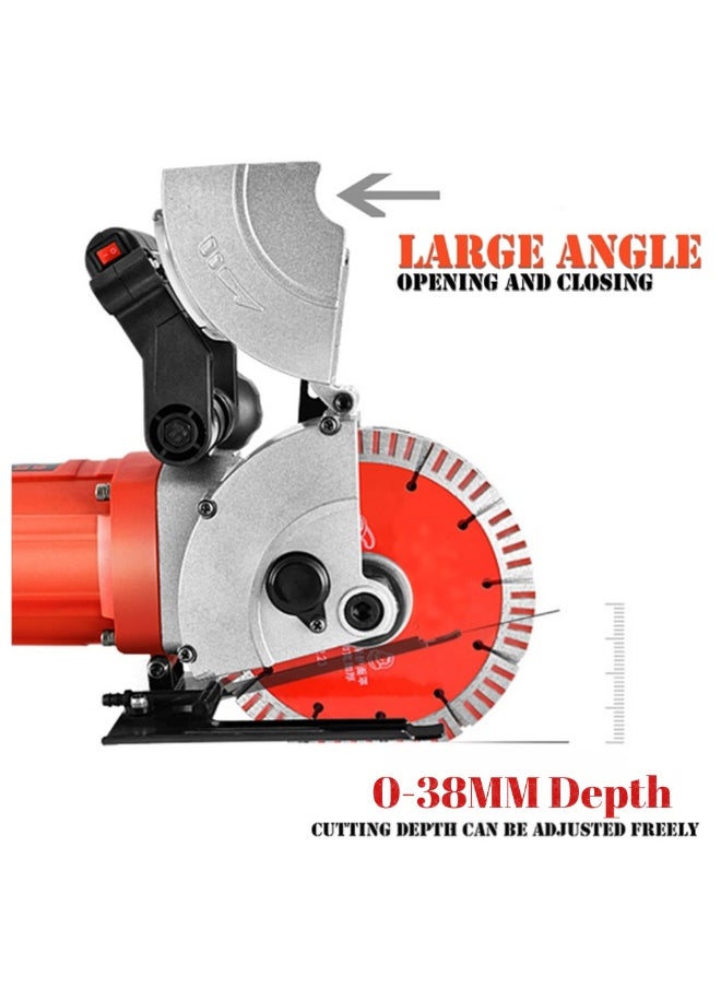 GearZone Wall Groove Cutting Machine with Tool Box 220V 7200W, with 4 PCS Saw Blades Wall Slotting Machine Electric Wall Chaser for Brick Granite Marble Concrete 38MM Cutting Width/38MM Cutting Depth  - Image 3