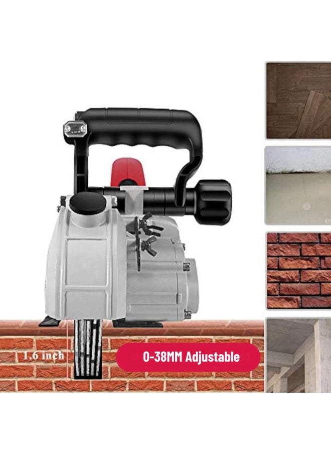 GearZone Wall Groove Cutting Machine with Tool Box 220V 7200W, with 4 PCS Saw Blades Wall Slotting Machine Electric Wall Chaser for Brick Granite Marble Concrete 38MM Cutting Width/38MM Cutting Depth  - Image 4