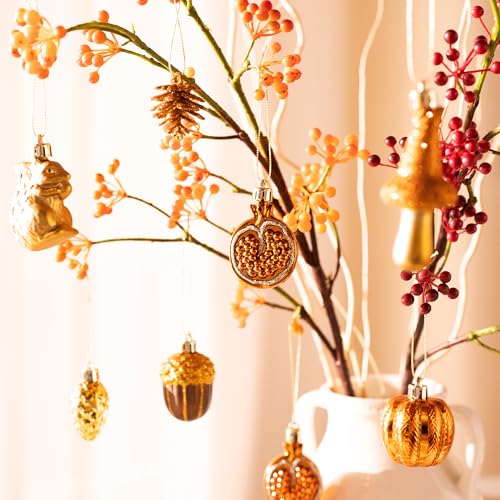 Valery Madelyn Fall Tree Ornaments for Home 12ct Shatterproof Fall Decorations for Small Tree Orange Hanging Gnome Ball for Harvest Halloween Thanksgiving Autumn - Image 3