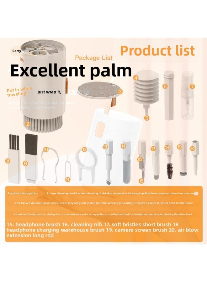 Multifunctional Digital Product Cleaning Suit 20 In 1 Mechanical Keyboard Cleaning Brush Bluetooth Headset Cleaning Brush-Color:White Gray 【top Model 20-1】