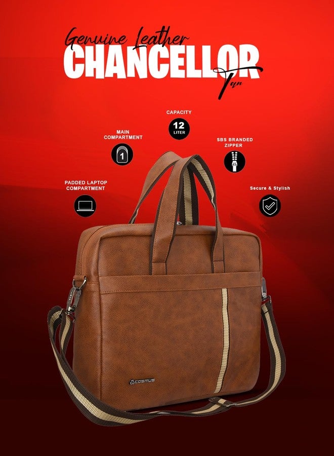 COSMUS Chancellor Tan Brown PU leather Office Bag for 15.6 inches Laptop - Image 4