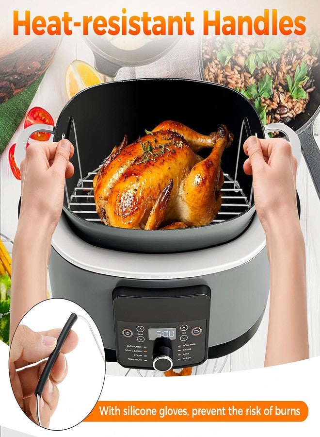 DRELD Steam and Roast Rack Compatible with Ninja Foodi Possible Cooker Pro 8.5 Quart MC1000, MC1001, MC1010 Slow Cooker Crock Pot - Stainless Steel Pot Roasting Rack with Silicone Protected Feet & Handles - Image 3