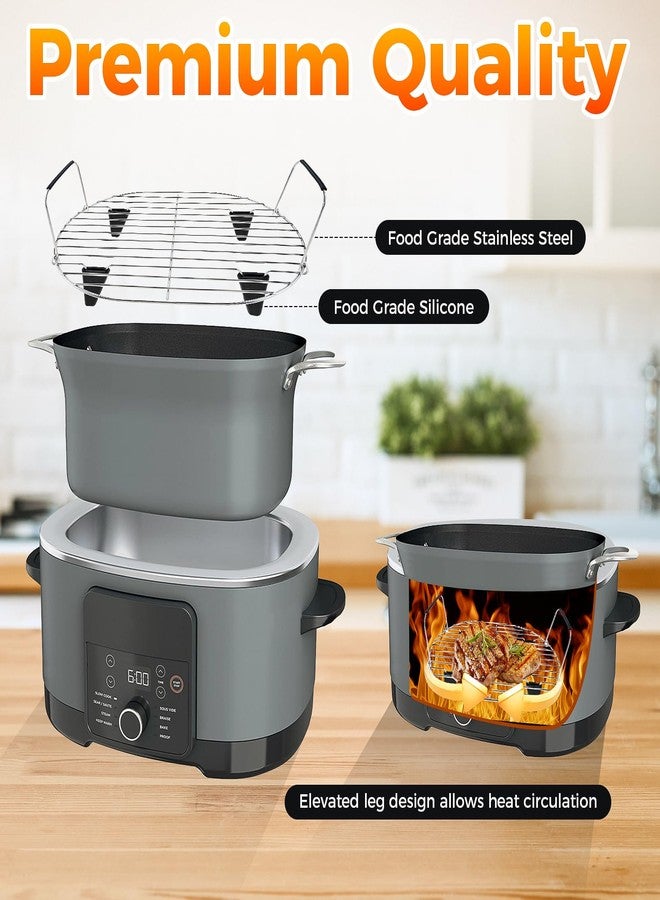 DRELD Steam and Roast Rack Compatible with Ninja Foodi Possible Cooker Pro 8.5 Quart MC1000, MC1001, MC1010 Slow Cooker Crock Pot - Stainless Steel Pot Roasting Rack with Silicone Protected Feet & Handles - Image 5