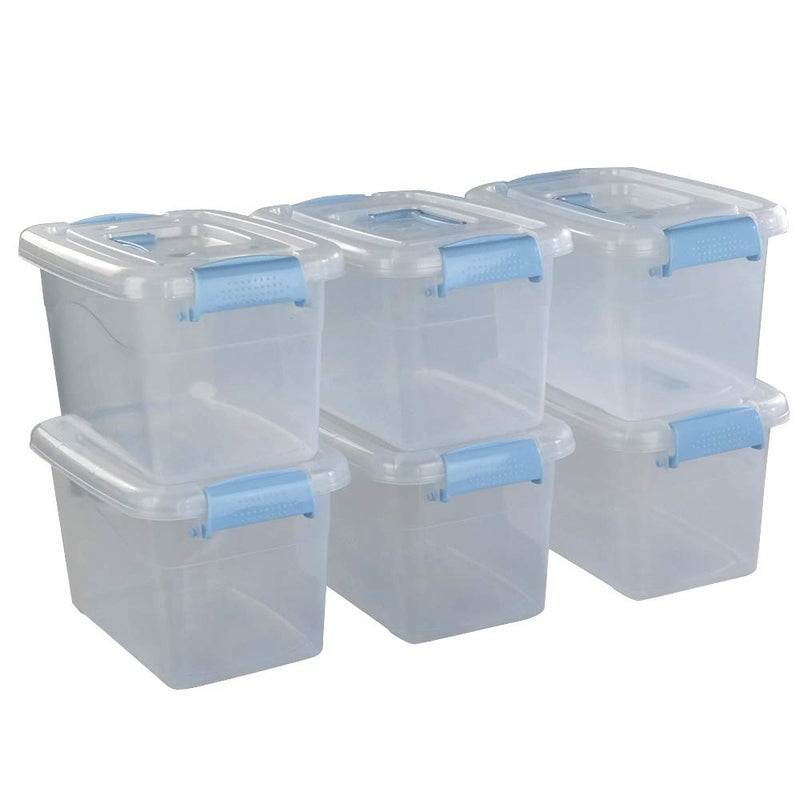Doryh 5 L Plastic Storage Bin with Lid Clear Transparent Box With Handles Set of 6