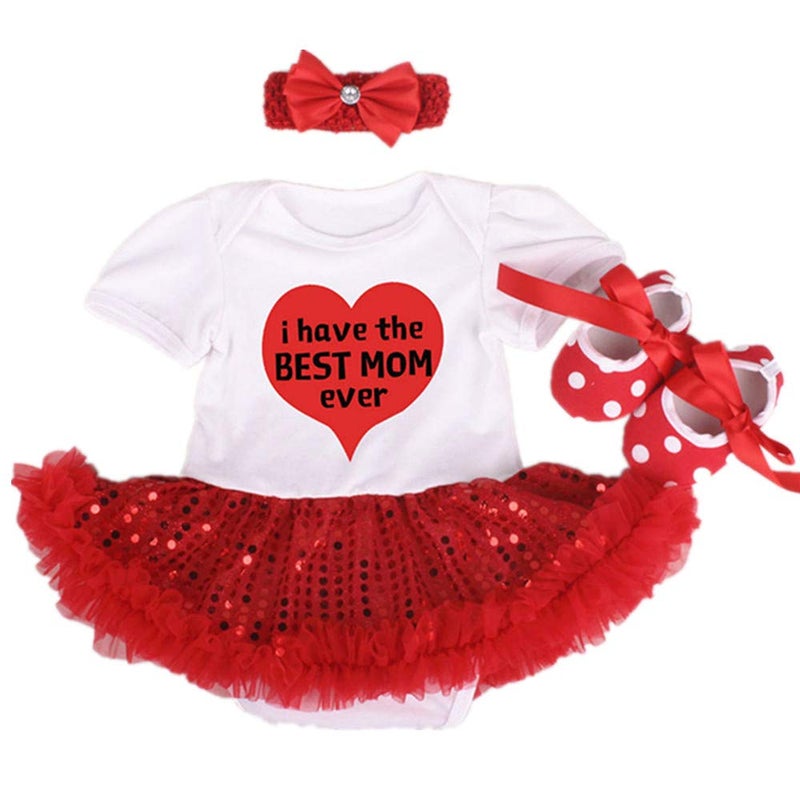 NPK collection Reborn Baby Doll Clothes Outfit for 2023 Inch Reborns Newborn Babies Matching Clothing Headband Mom Red Heart Tutu Dress Shoes ThreePiece Set - Image 2