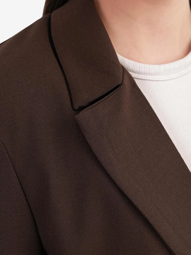 Mixray Coffee Brown Mixray Long Sleeve Buttoned Blazer for Women | Best Price UAE