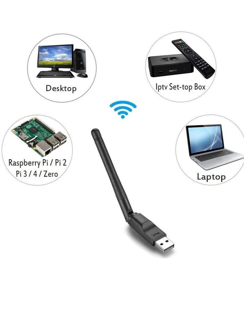 محول إنترنت لاسلكي USB بسرعة 150 ميجابت في الثانية - دونجل واي فاي بتردد 2.4 جيجاهرتز مع انتينا قابله للتعديل،شبكة إنترنت لأجهزة الكمبيوتر الشخصية وأجهزة اللاب توب المحمولة التي تعمل بنظامي التشغيل ويندوز 10/11 - Image 3