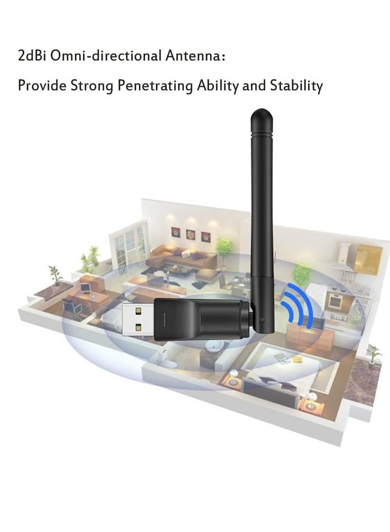 محول إنترنت لاسلكي USB بسرعة 150 ميجابت في الثانية - دونجل واي فاي بتردد 2.4 جيجاهرتز مع انتينا قابله للتعديل،شبكة إنترنت لأجهزة الكمبيوتر الشخصية وأجهزة اللاب توب المحمولة التي تعمل بنظامي التشغيل ويندوز 10/11 - Image 4