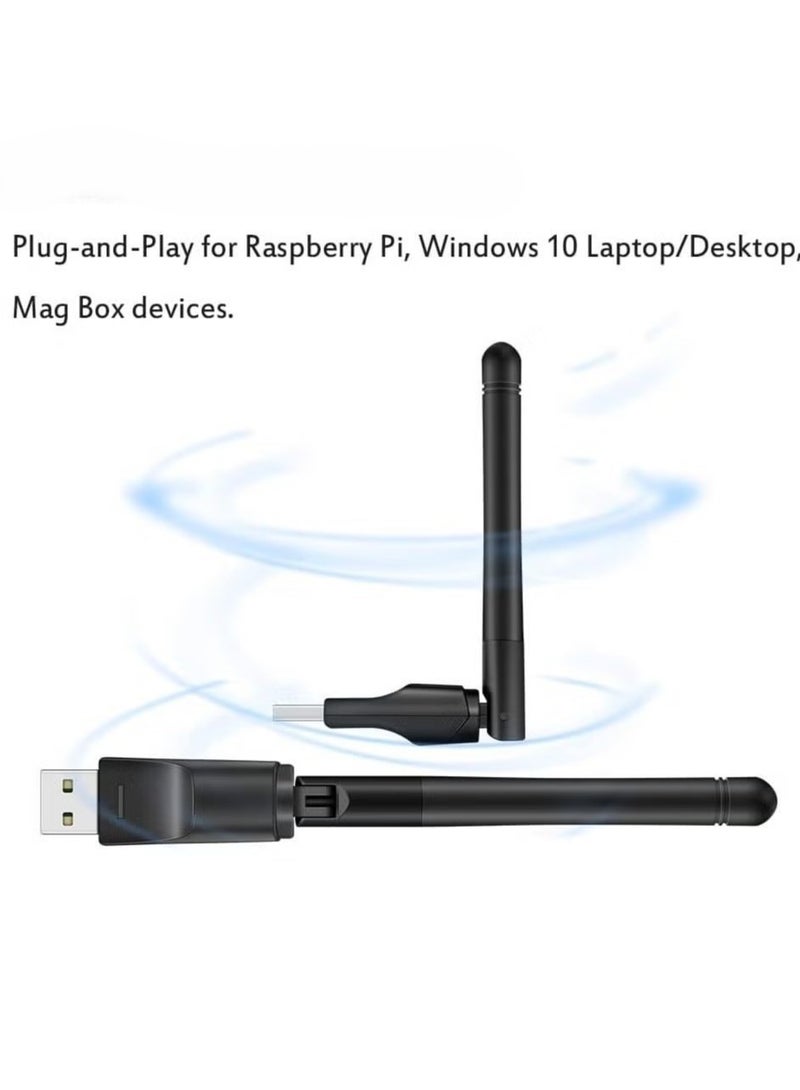 محول إنترنت لاسلكي USB بسرعة 150 ميجابت في الثانية - دونجل واي فاي بتردد 2.4 جيجاهرتز مع انتينا قابله للتعديل،شبكة إنترنت لأجهزة الكمبيوتر الشخصية وأجهزة اللاب توب المحمولة التي تعمل بنظامي التشغيل ويندوز 10/11 - Image 5