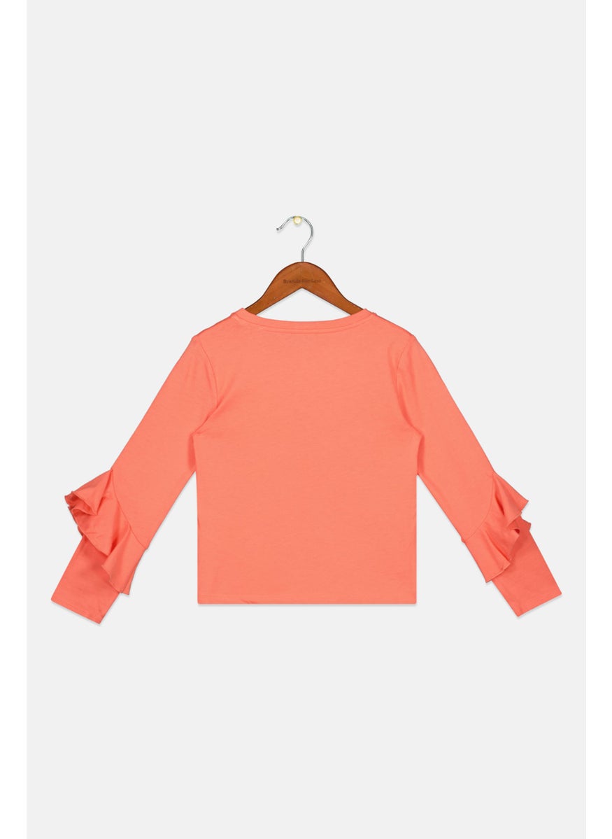 Levi's - Kids Girl Graphic Ruffle Sleeve Top, Coral - Image 1