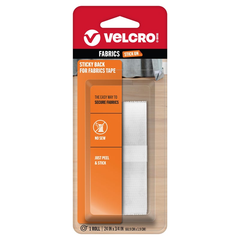 شريط لاصق دائم من علامة فيلكرو للأقمشة لتعديلات وتطريزات 24 بوصة × 34 بوصة أبيض