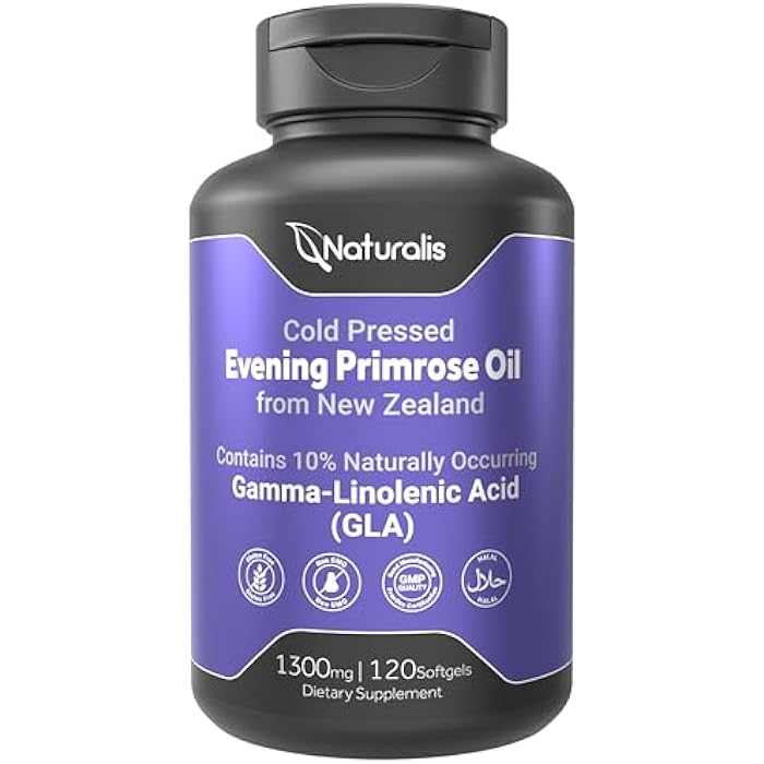 Naturalis Evening Primrose Oil (1300mg) | Natural from New Zealand | Non-GMO, Soy & Gluten Free, Zero Filler | 120 Softgels - Image 1