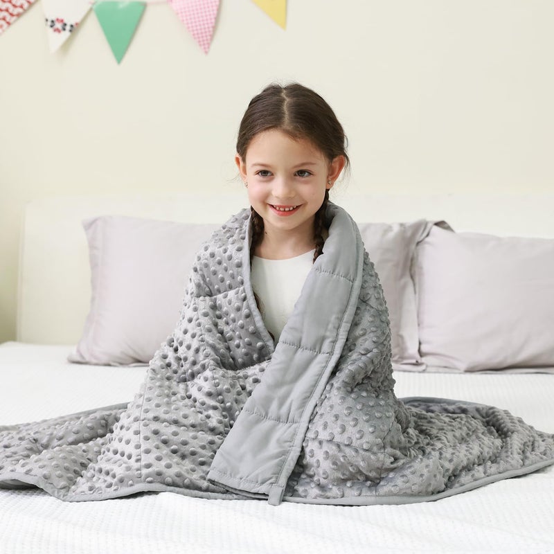 Mr. Sandman Weighted Blanket 5LBS 36 x 48 Inches  Minky Dots Heavy Blanket with Glass Beads  Soft and Cooling for School and Home  Grey - Image 1