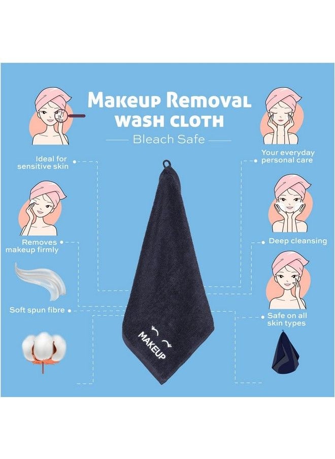 White Classic [12 Pack] Bleach Safe Black Makeup Towels : Luxury Ultra Soft Cotton Face Washcloths Make up Removal  - Image 5