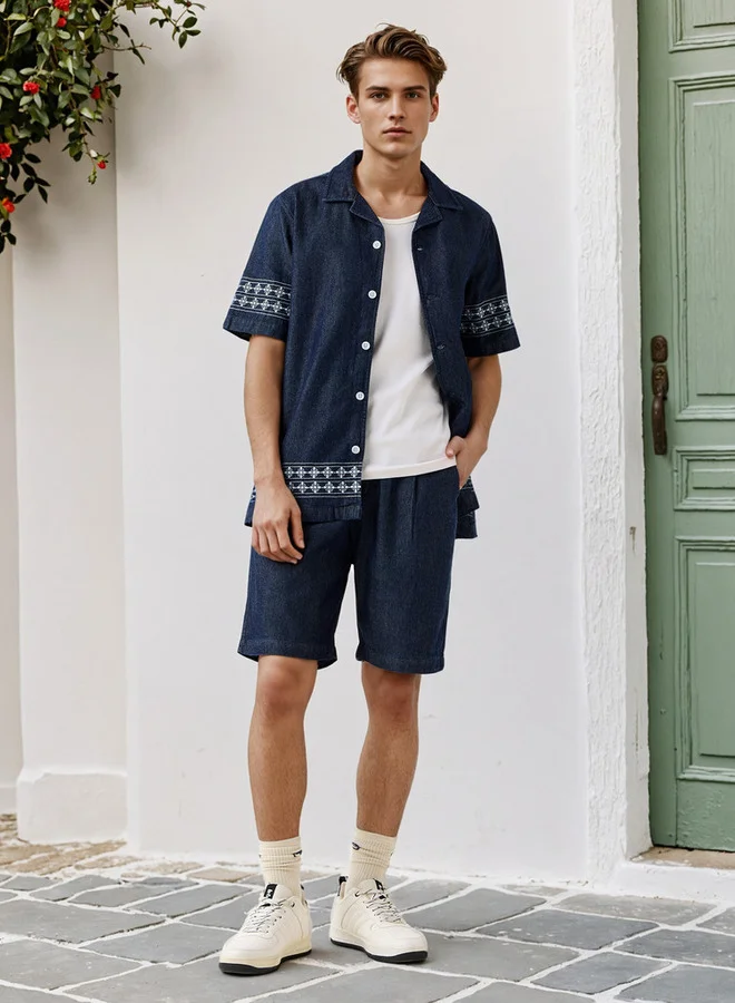 Lee Cooper Lee Cooper Embroidered Camp Collar Shirt