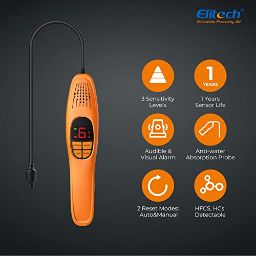 Elitech كاشف تسرب المبردات Elitech، كاشف تسرب الفريون، كاشف تسرب الغاز الهالوجيني للسيارات للغازات R134A R410A R1234YF R600a R290 CFCs HCFCs HFCs HCs HFOs، LD-100+ - Image 2