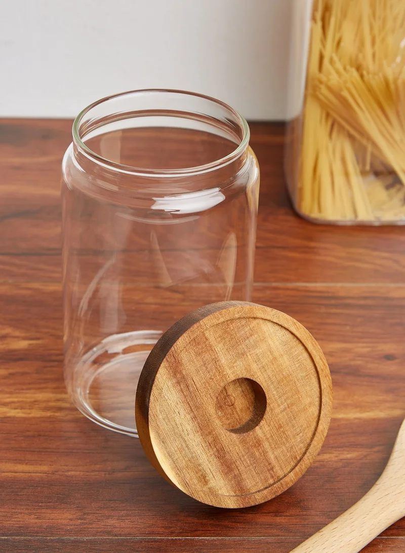 Premier Freska Glass Storage Jar With Acacia Lid