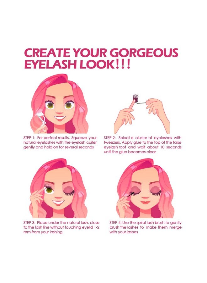 WONSIS Carlary Diy Eyelash Extension Individual Lashes 3D Effect Reusable 40 Cluster Lashes C Curl Fluffy Wispy Individual Eyelash Clusters For Home Eyelash Extensions (Fluffy12Mm) 40 Count (Pack Of 1) - Image 5