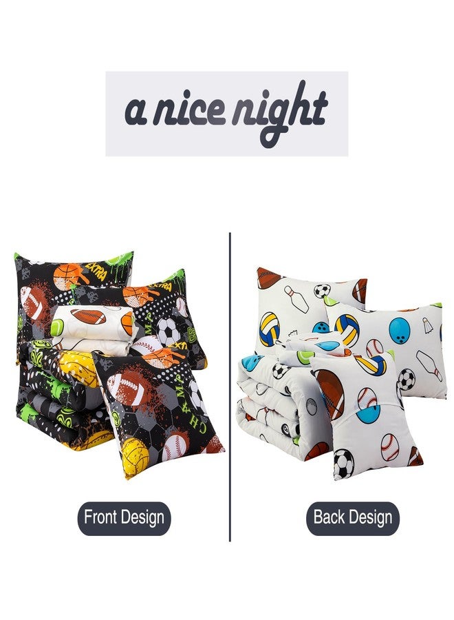 A Nice Night طقم لحاف رياضي من الألياف الدقيقة مكون من 6 قطع، مناسب للأولاد والمراهقين، بتصميم كرة الرجبي وكرة السلة باللون الأسود. متوفر بمقاسين: مفرد ومزدوج. - Image 4