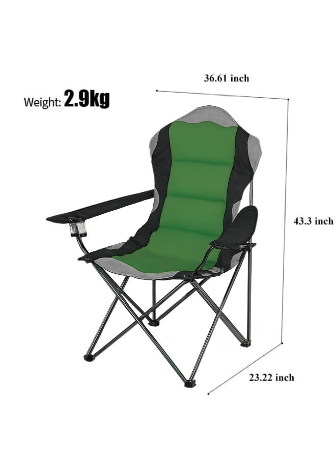 VIO Large Outdoor Chair Padded High Back Durable Foldable Beach Chair with Bag Cup Holder for Outdoor Pool Picnic Camping Travel Fishing Lawn Supports Up to 140 KG 300 LBS - Image 1