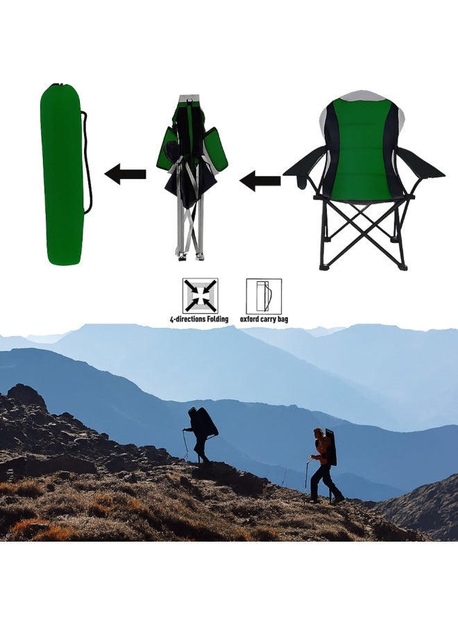 VIO Large Outdoor Chair Padded High Back Durable Foldable Beach Chair with Bag Cup Holder for Outdoor Pool Picnic Camping Travel Fishing Lawn Supports Up to 140 KG 300 LBS - Image 2