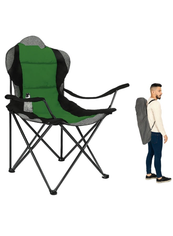 VIO Large Outdoor Chair Padded High Back Durable Foldable Beach Chair with Bag Cup Holder for Outdoor Pool Picnic Camping Travel Fishing Lawn Supports Up to 140 KG 300 LBS - Image 4