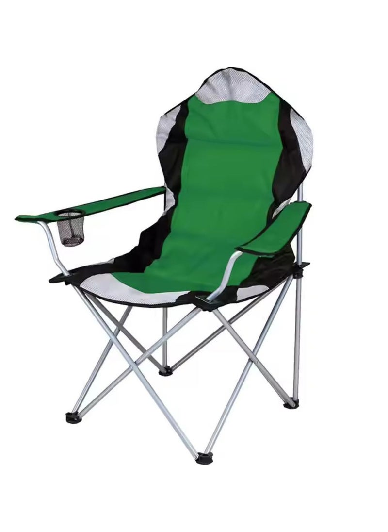 VIO Large Outdoor Chair Padded High Back Durable Foldable with Bag Cup Holder for Outdoor Pool Beach Picnic Camping Travel Fishing Lawn Supports Up to 140 KG 300 LBS Green  - Image 1