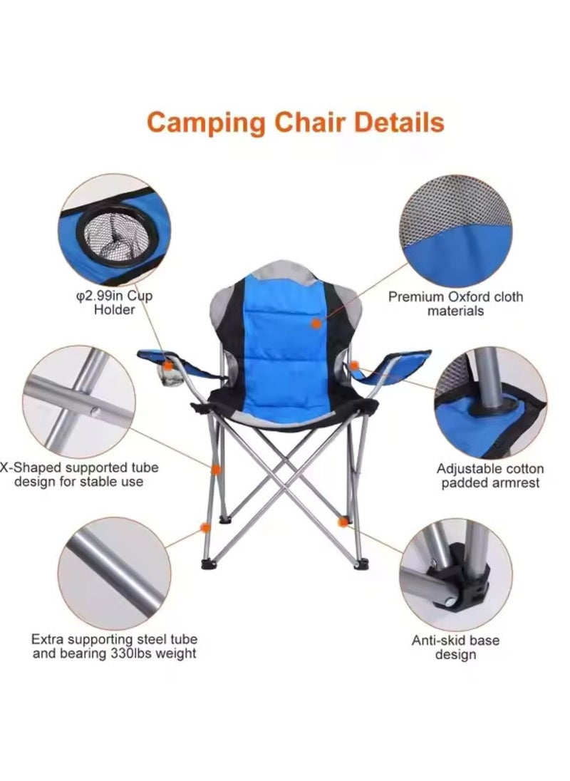 VIO Large Outdoor Chair Padded High Back Durable Foldable with Bag Cup Holder for Outdoor Pool Beach Picnic Camping Travel Fishing Lawn Supports Up to 140 KG 300 LBS Green  - Image 2