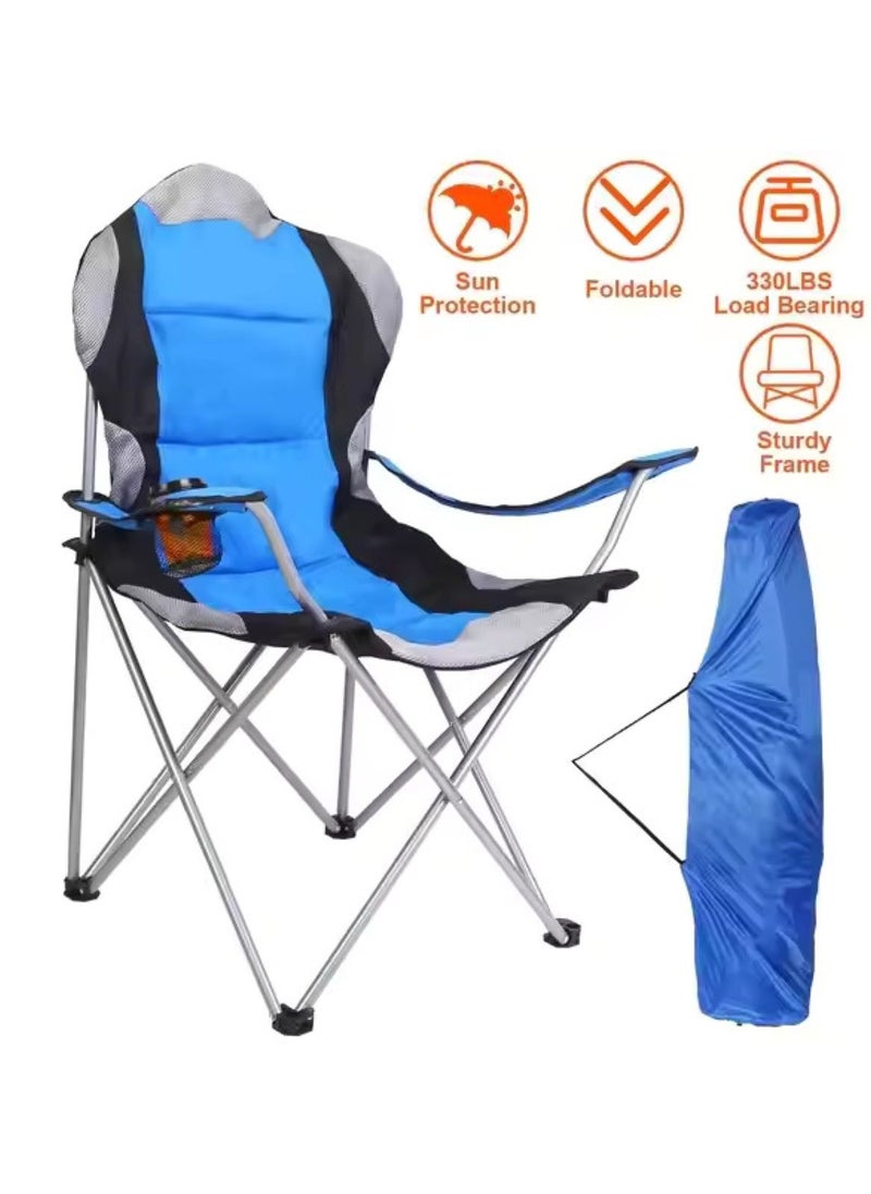 VIO Large Outdoor Chair Padded High Back Durable Foldable with Bag Cup Holder for Outdoor Pool Beach Picnic Camping Travel Fishing Lawn Supports Up to 140 KG 300 LBS Green  - Image 4