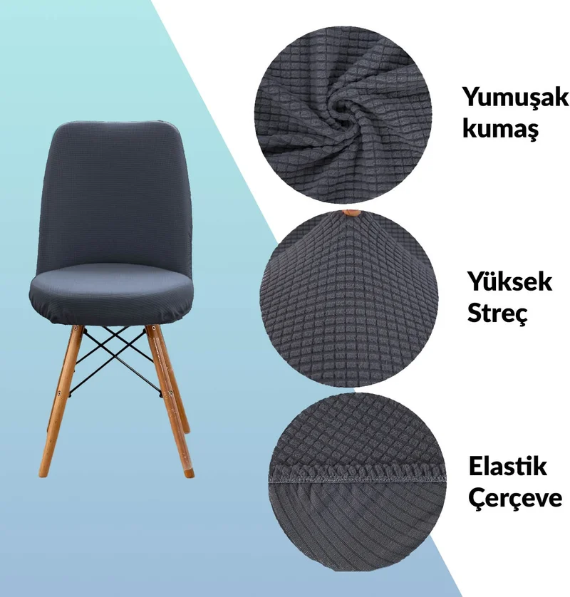 فايند Washable Stretch Elastic Lycra Oval Chair Cover - Round Chair Cover (Anthracite)