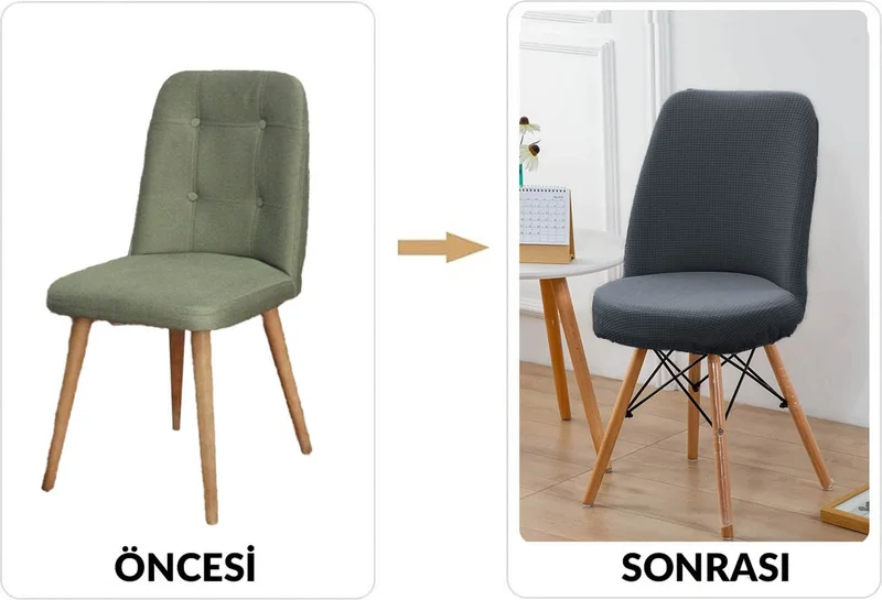 فايند Washable Stretch Elastic Lycra Oval Chair Cover - Round Chair Cover (Anthracite)