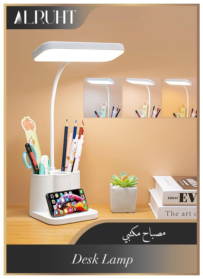 الروهيت - مصباح مكتب LED، مصباح مكتب، 3 أوضاع ألوان قابلة للتعتيم، للعناية بالعين، مرن بزاوية 360 درجة، التحكم باللمس، إضاءة مكتبية لسطح المكتب، مصباح دراسة لغرفة النوم والمكتب - Image 1