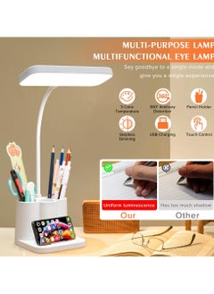 الروهيت مصباح مكتب LED، مصباح مكتب، 3 أوضاع ألوان قابلة للتعتيم، للعناية بالعين، مرن بزاوية 360 درجة، التحكم باللمس، إضاءة مكتبية لسطح المكتب، مصباح دراسة لغرفة النوم والمكتب  - Image 4