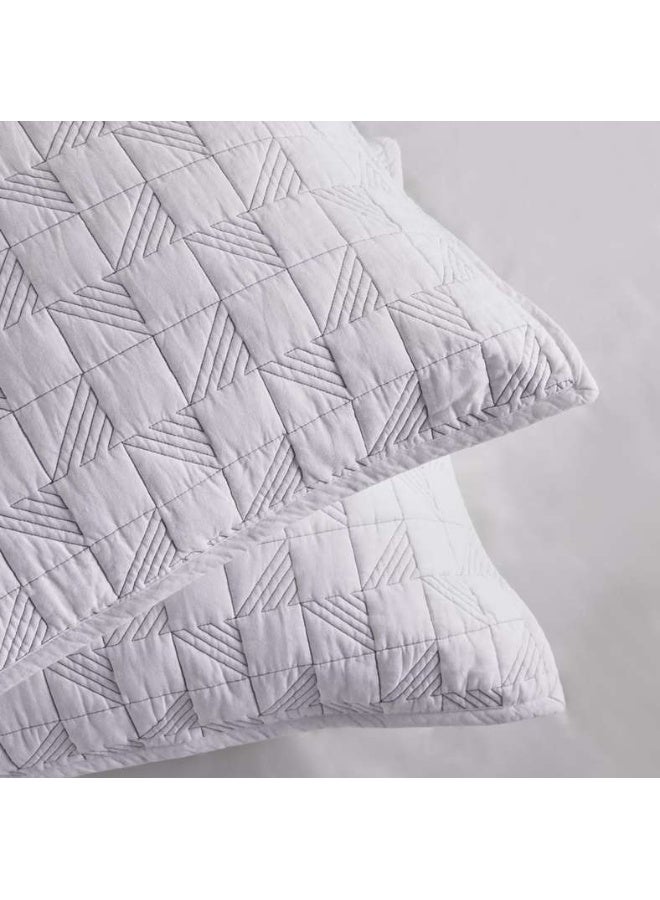 Pan Home Quilted Bedspread Set 3-Piece - White/Grey - Image 4
