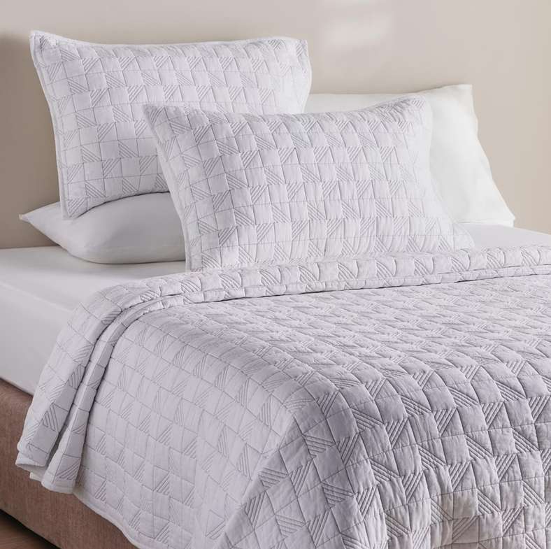Pan Home Urban Studio Leo Quilted 3-Piece Bedspread Set 220x240cm - White/Grey - 121IHI9900322 - Image 1