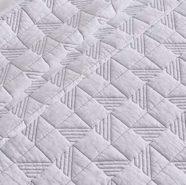 Pan Home Urban Studio Leo Quilted 3-Piece Bedspread Set 220x240cm - White/Grey - 121IHI9900322 - Image 3