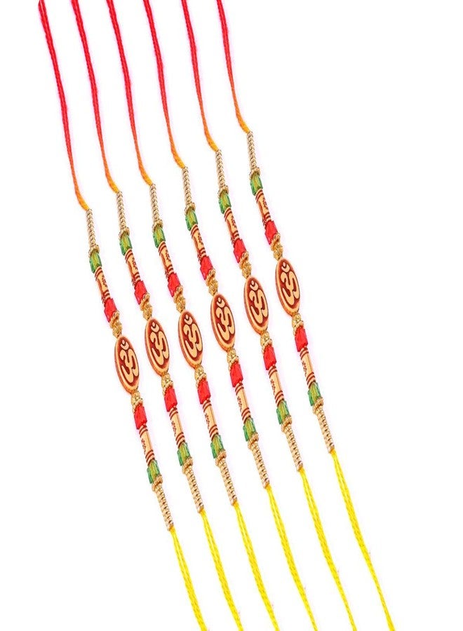 Suninow Designer OM Multicolor Thread Rakhi(Pack of 6)