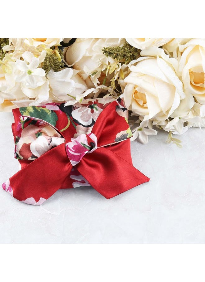 sent hair - Extra Large Satin Bonnet Sleep Cap for Women, Double Layer Silky Hair Bonnet with Tie Band for Braids/Curly/Long Hair - Red Floral - Image 1