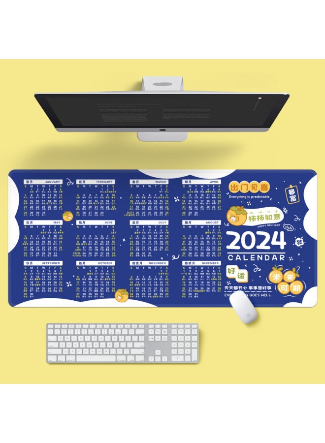 2025 Year Of The Snake Calendar Mouse Pad Super Large Non-slip Washed Gift Office Desk Calendar Calendar Monthly Calendar Table Pad Wholesale-Color:1000*500*3mm-Pattern:Calendar-simple Gray And Blue  - Image 3