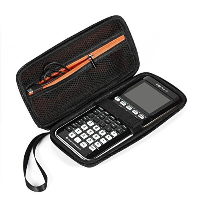 Graphing calculator carrying case for TI-84 Plus CE/TI-83 Plus CE/Casio fx-9750GII: hard-shell black EVA material, shockproof protection with extra zipped pocket for cables, manual, pencil, rulerideal for classroom and exam use - Image 1